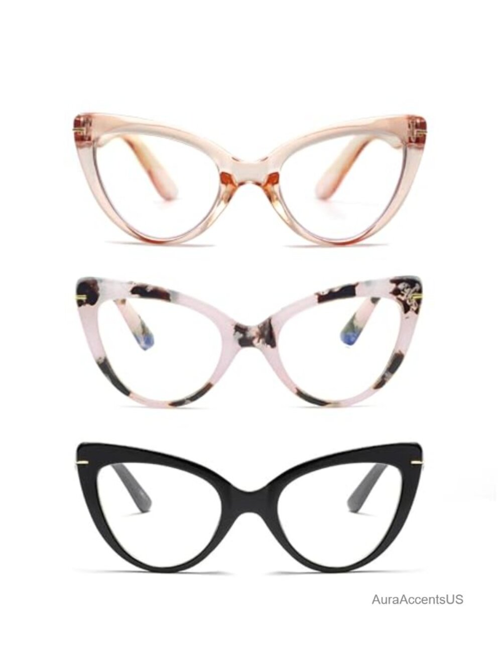 Oversized Cat Eye Reading Glasses Blue Light Blocking Computer Readers 3-Pair